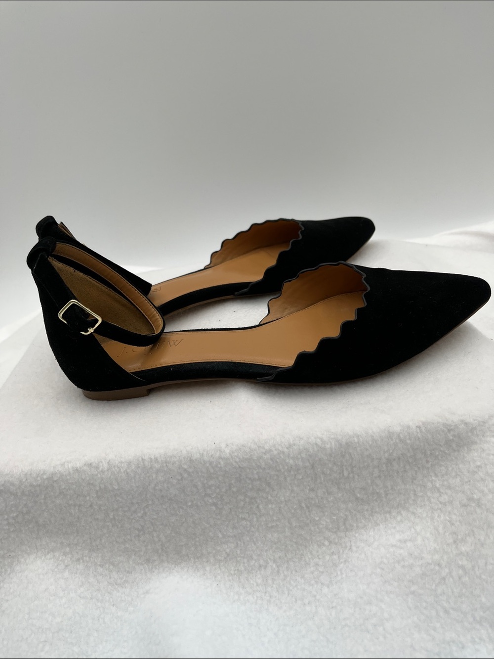 J. Crew Black Scalloped Pointed Ankle-Strap Flats - Picture 4 of 10